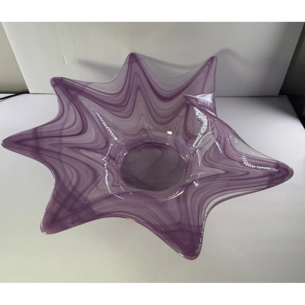 Vintage Murano Purple Art Glass Starfish Bowl Lavorazione Arte Italy Mid-Century